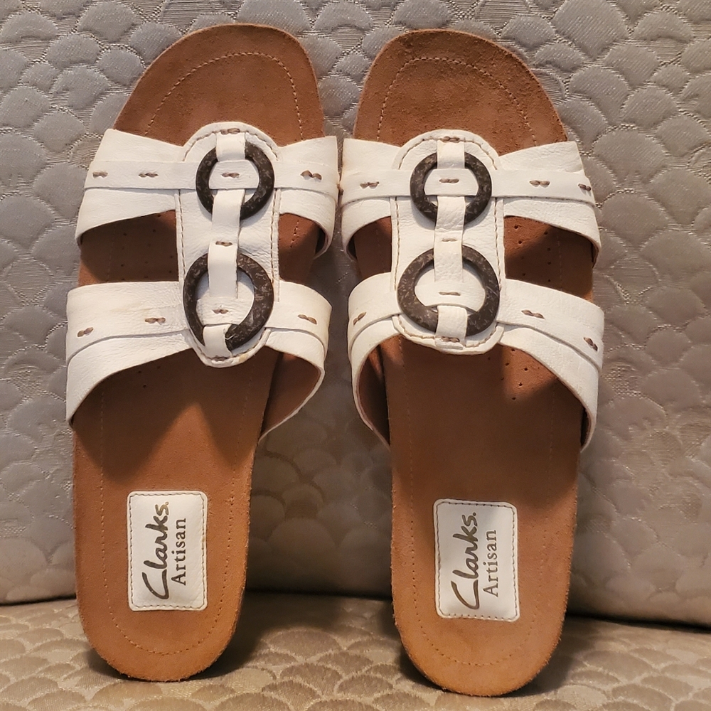 Clarks White Sandals